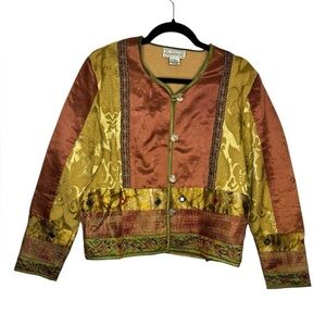 Flashback VTG Art To Wear Jacket Womens Boho Tapestry Woven Embroidered Size M